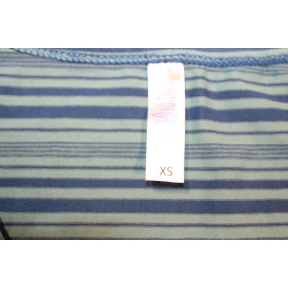 Womens Lularoe Lynnae Long Sleeve Shirt Top XS Blue Teal Striped NWT - Picture 2 of 6
